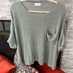 Pink Lily Sage Green Knit Sweater
